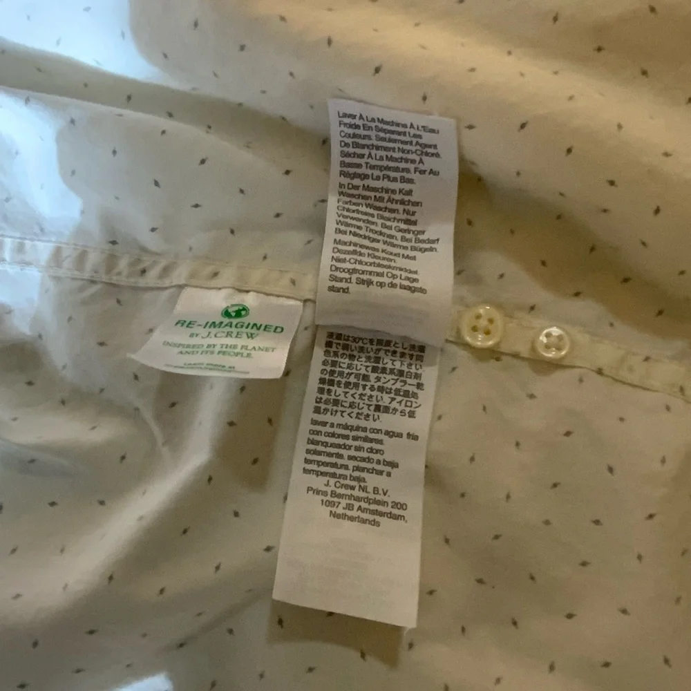 J.Crew Slim Fit Secret Wash Shirt Medium White Navy Micro Print